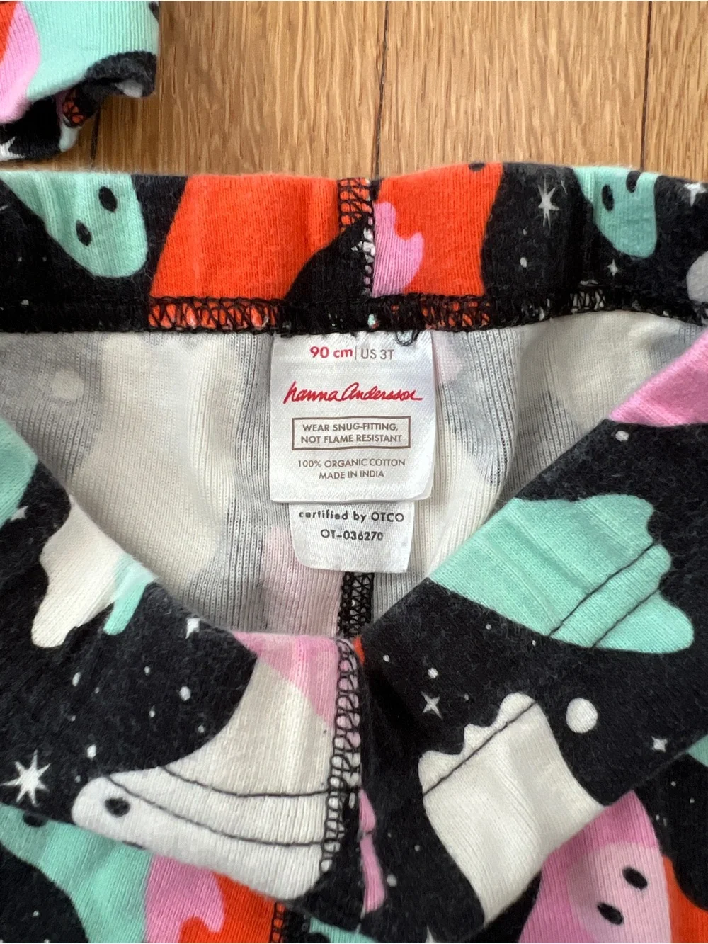 Hanna Andersson Black Pajama Set with Pink, Mint, Orange & White Ghosts